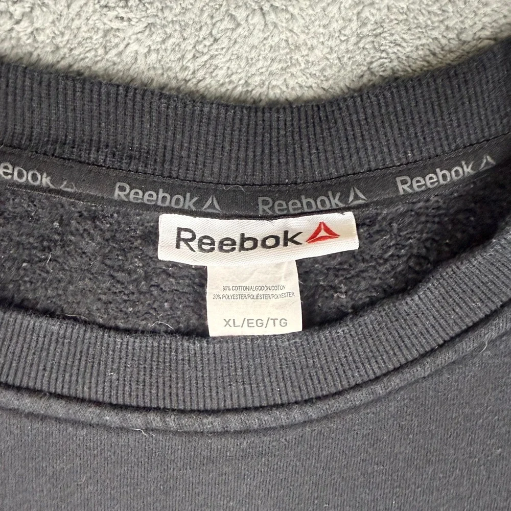 Reebok Mens Black Double Logo Fleece Crewneck Sweatshirt XL REW243TL04 - Picture 4 of 9